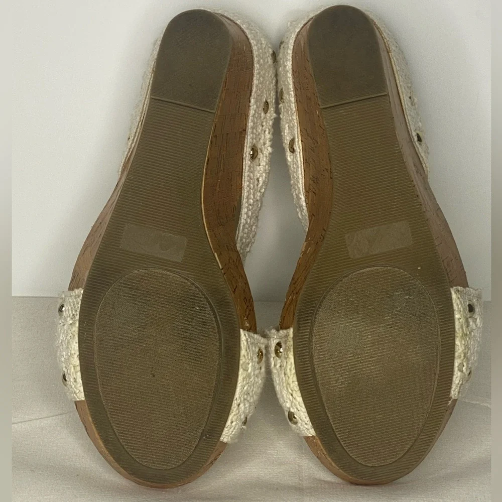 Madden Girl Nautic White Crochet Wedge Heel‎ Sandal             Sz 7 1/2